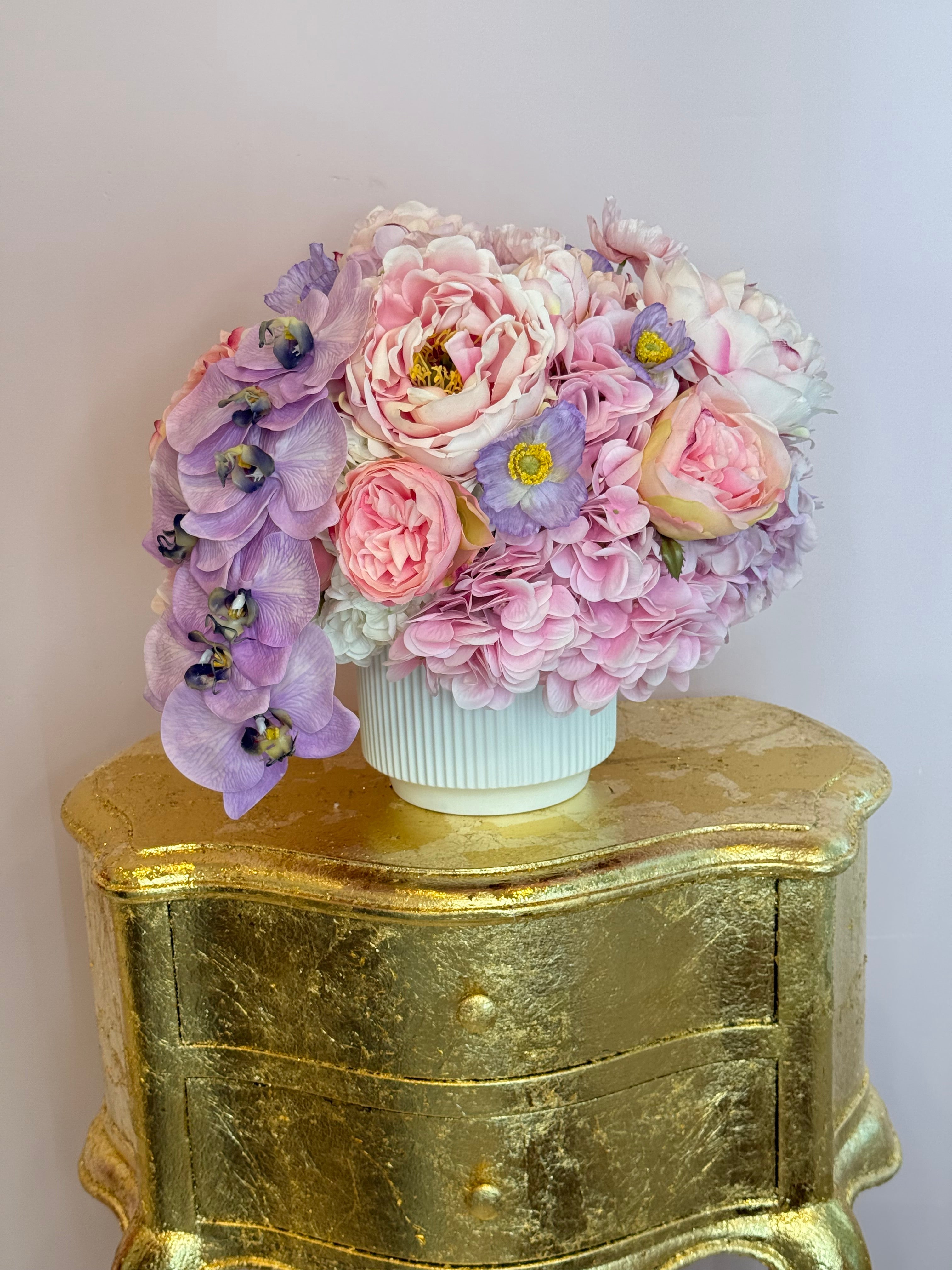 Luxury Silk Flower Arrangement “Pink Orchid Dream” - Real Touch Artificial Flowers