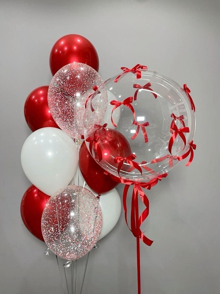 Red & White Balloon Bouquet Set