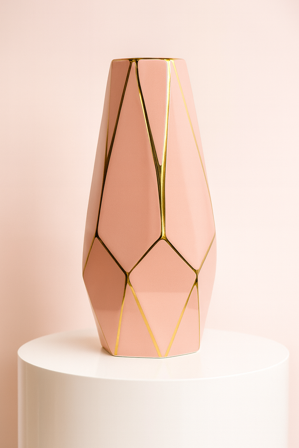 Blush Geometry Vase | Luxury Pink & Gold Ceramic Vase by Fashion Flowers