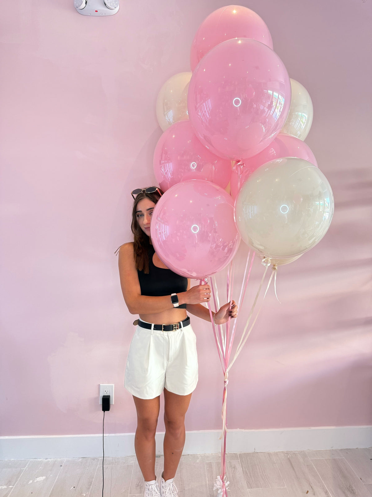 Cotton Candies balloon set featuring blush pink balloons, ivory balloons