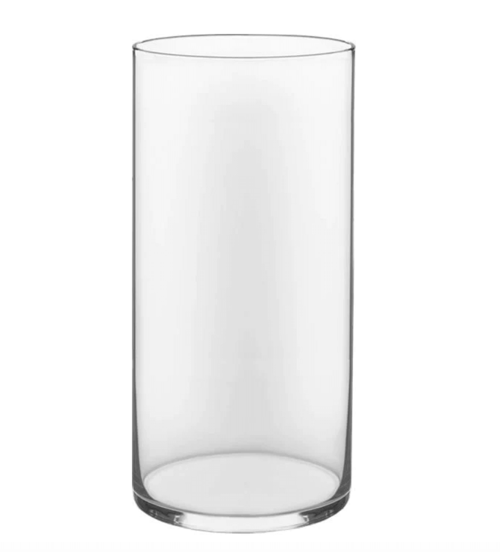 Tall transparent glass cylinder vase for hand-tied bouquets â minimalist luxury accessory Miami
