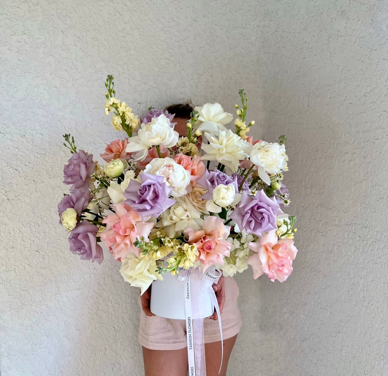 Lavender Bliss Box with pastel roses and lisianthus â luxury flower delivery in Miami