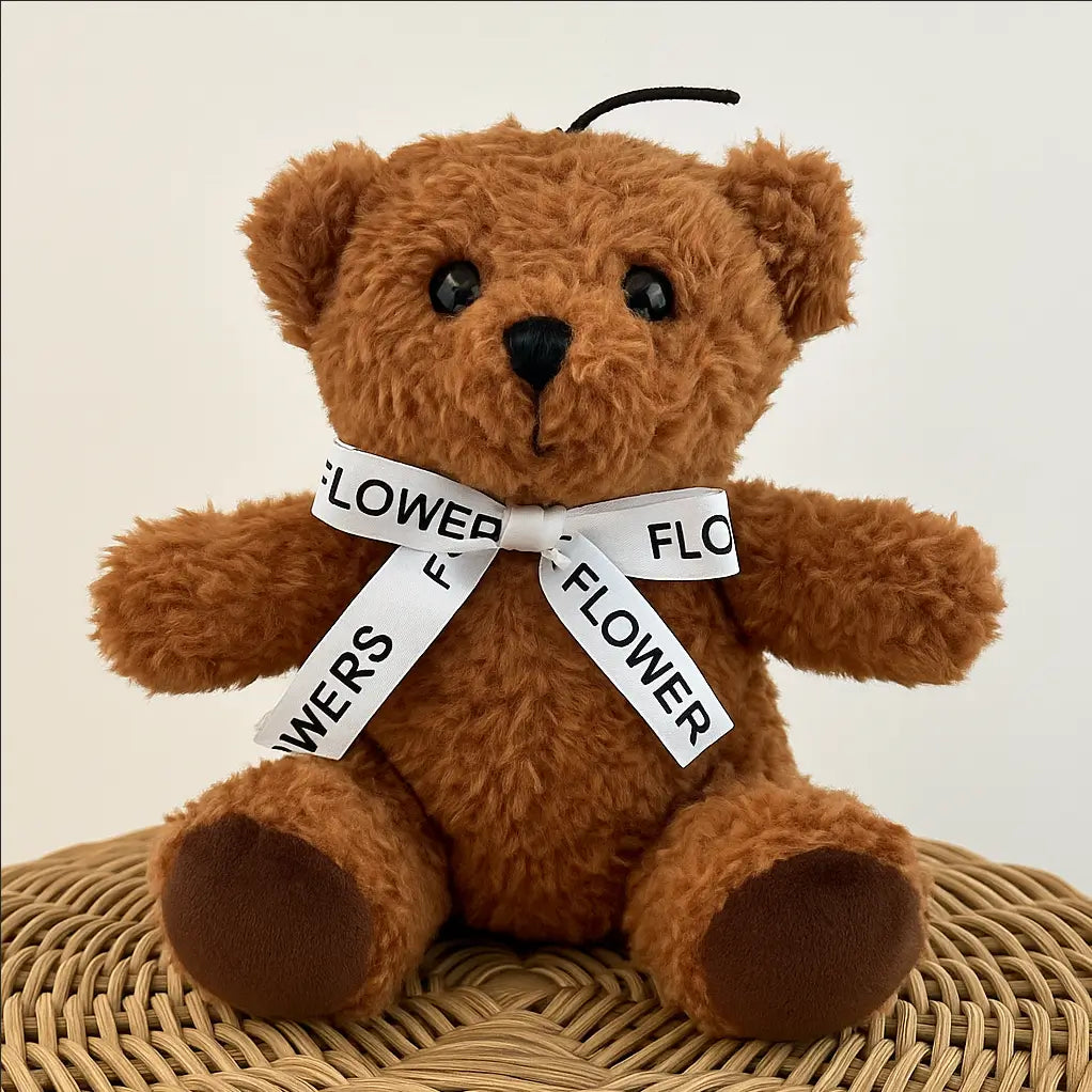 Brown plush teddy bear â luxury gift accessory for flower compositions in Miami