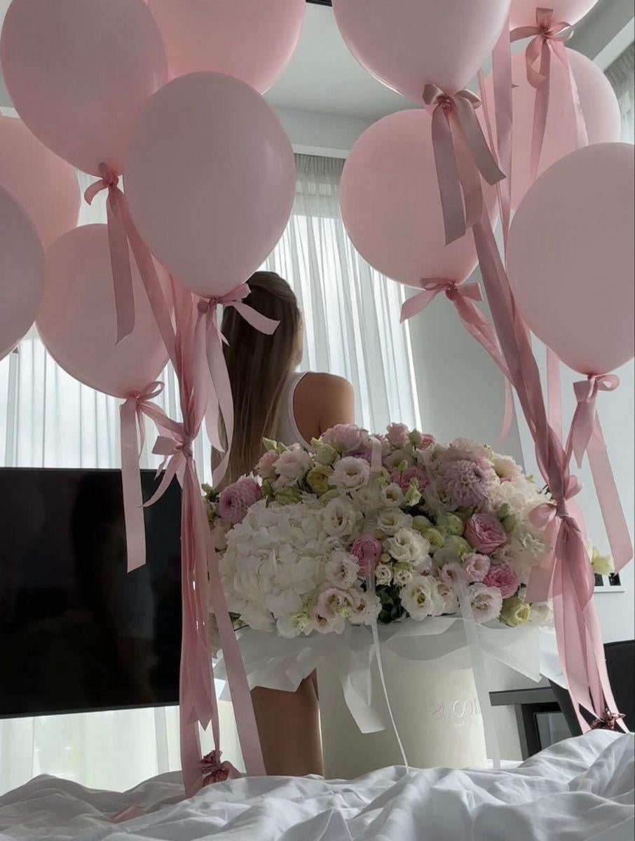 Decoración romántica con globos y flores de lujo – Conjunto Pink Dream