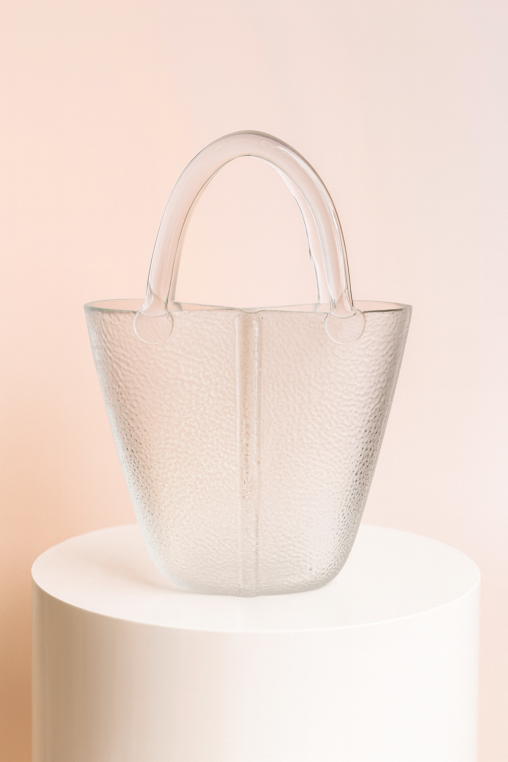 Jarrón de cristal de lujo con forma de bolsa – Rosa/Dorado/Transparente | Jarrón de diseño artesanal de Fashion Flowers