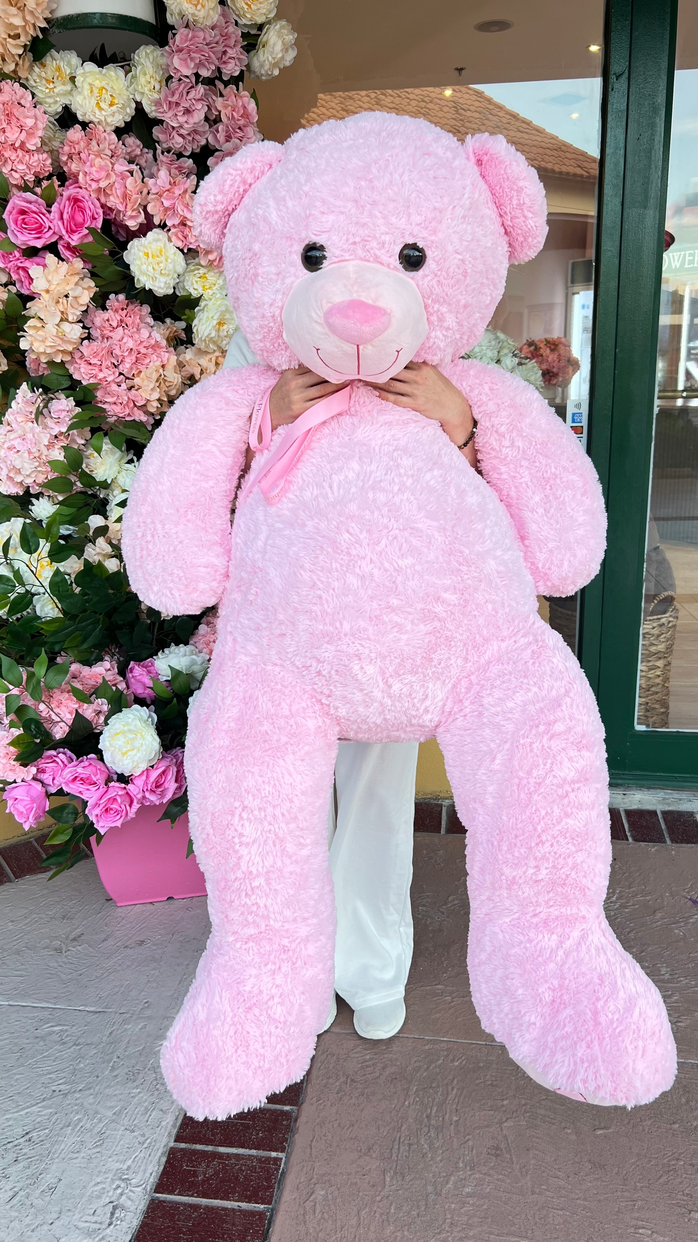 Urso de Pelúcia Gigante 150 cm – Presente de Pelúcia Branco e Rosa