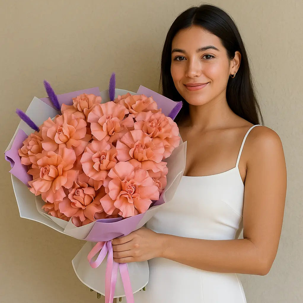 Lolita bouquet in pastel pink and lavender tones — premium hand-tied flower arrangement Miami